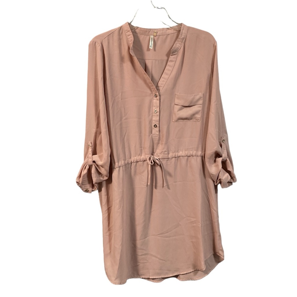 Mittoshop Pink Boutique Tie Shirt Shift Dress Size Large